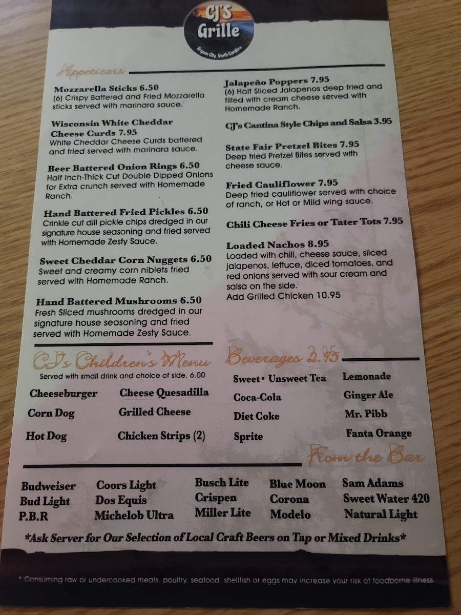 CJ's Grille Menu - Image 4